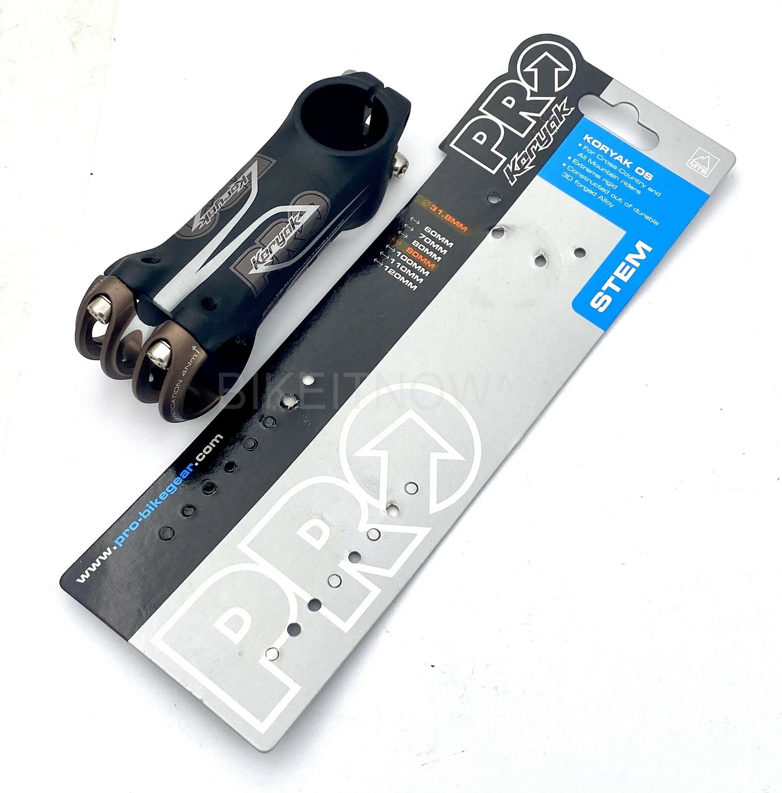 Shimano PRO KORYAK CX/MTB Bike Stem,1-1/8",±10 Deg,31.8 x 80/90/100~120mm,Black