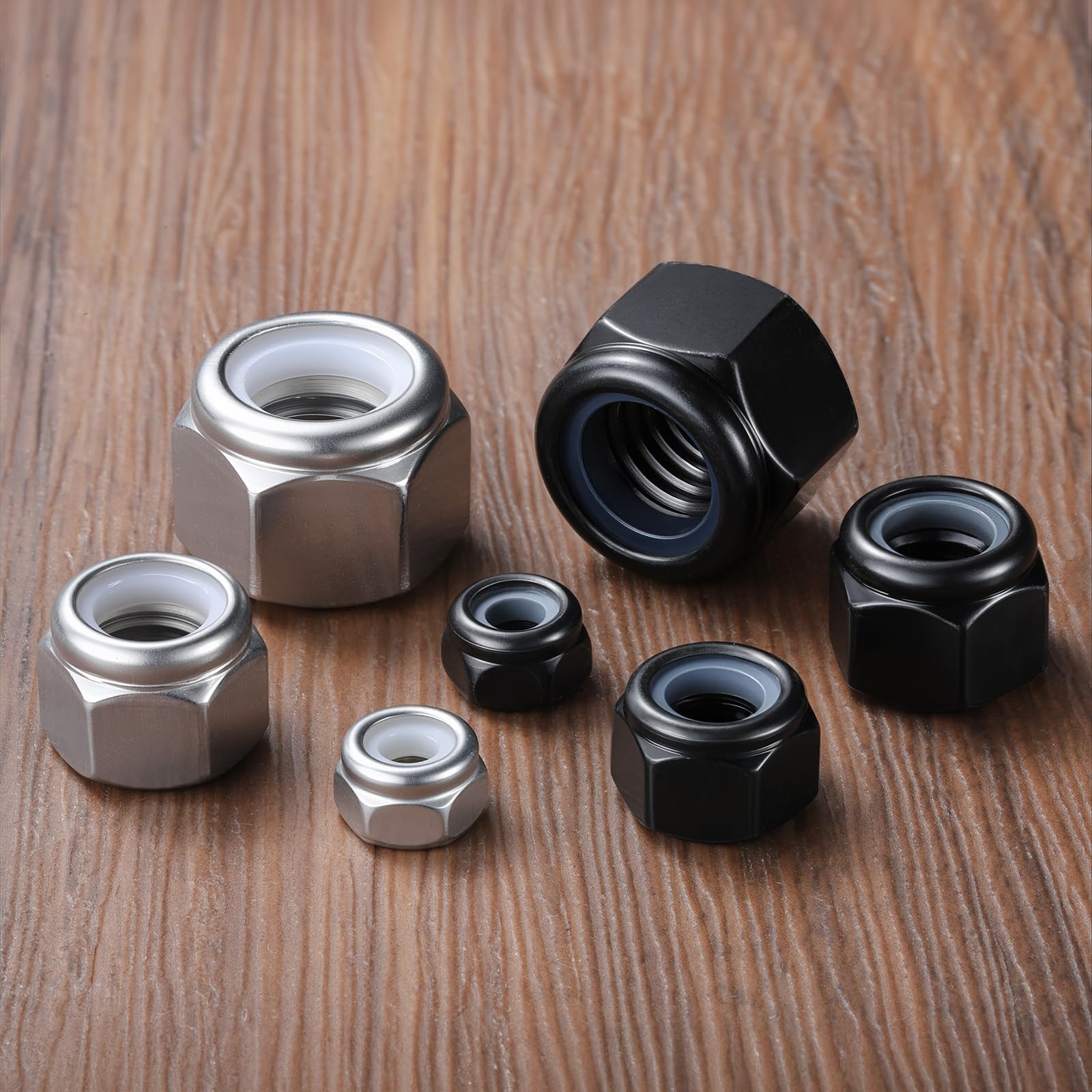 20Pcs M10-1.5 Lock Nuts, Nylon Insert Locknuts 304 Stainless Steel A2-70 Blac...