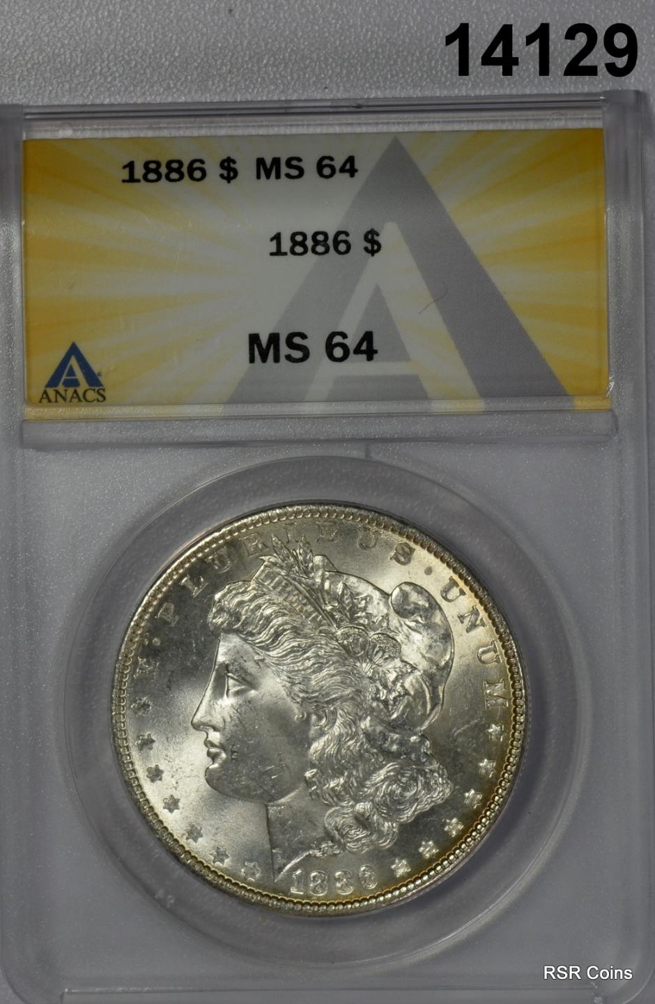 1886 MORGAN SILVER DOLLAR ANACS CERTIFIED MS64! #14129