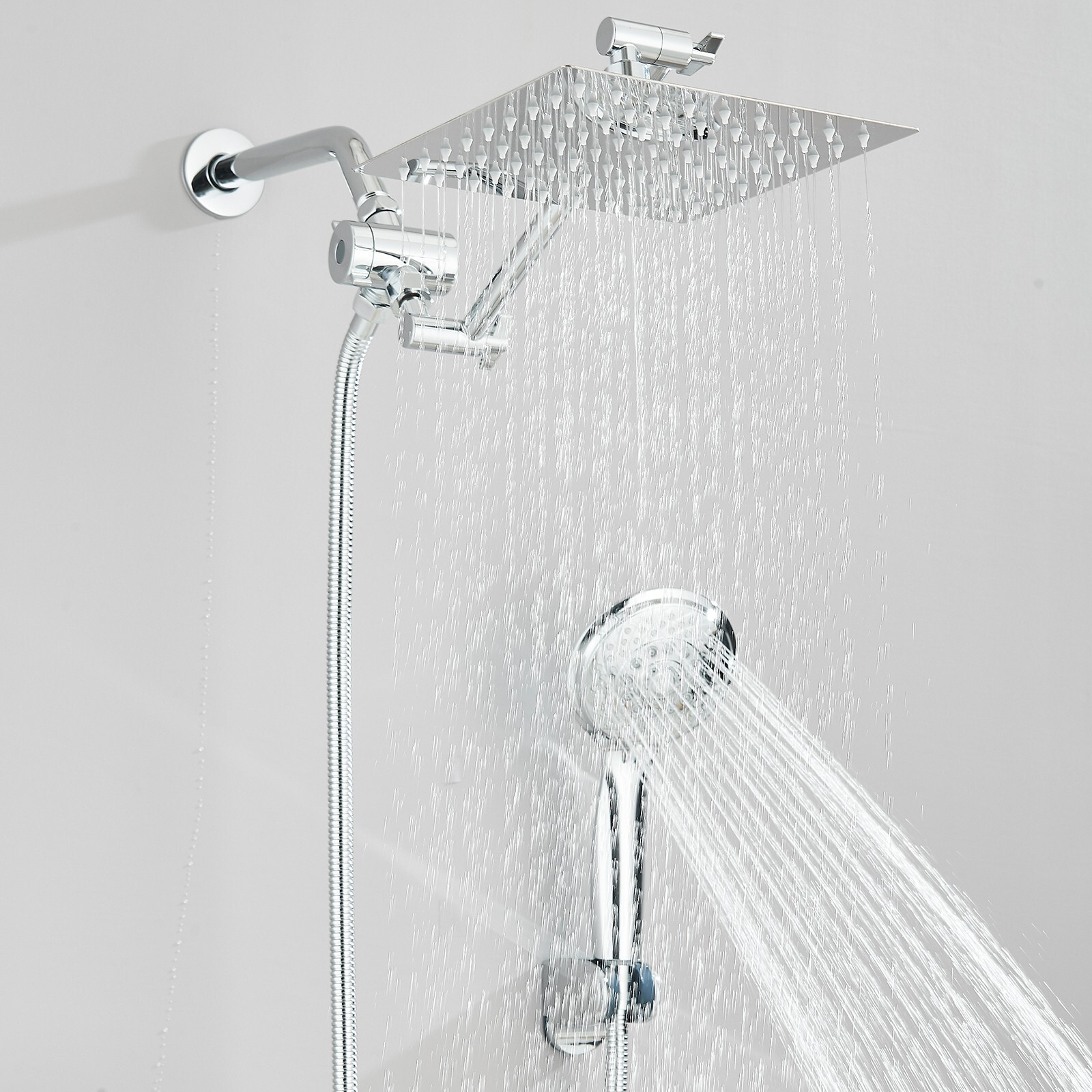 Rain Shower Head w/ Handheld Spray Combo High Pressure Extension Adjustable Arm