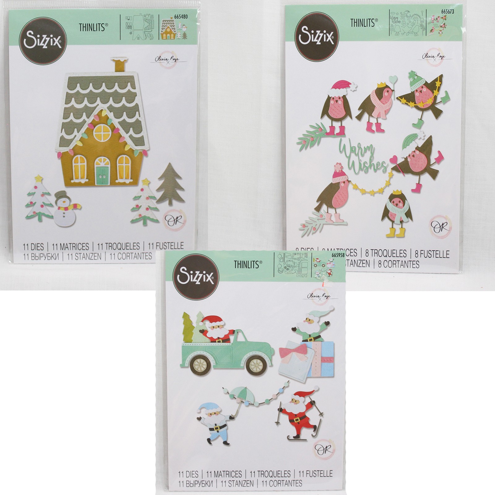 Sizzix Thinlits Dies Robins In Hats 666673 Santa 665958 House 665480 Choose One