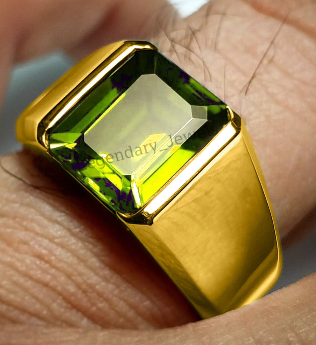 Natural Peridot Gemstone Men's Ring For Engagement Wedding Stylist Men's Ring