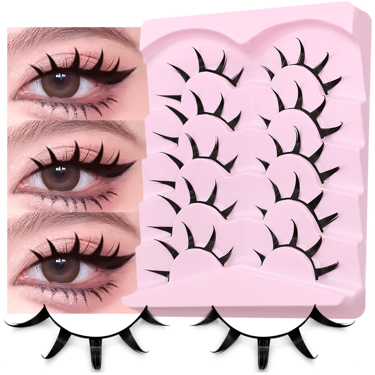 Manga Lashes 3D Mink Lashes Natural Eyelashes Soft Cross Wispy False E
