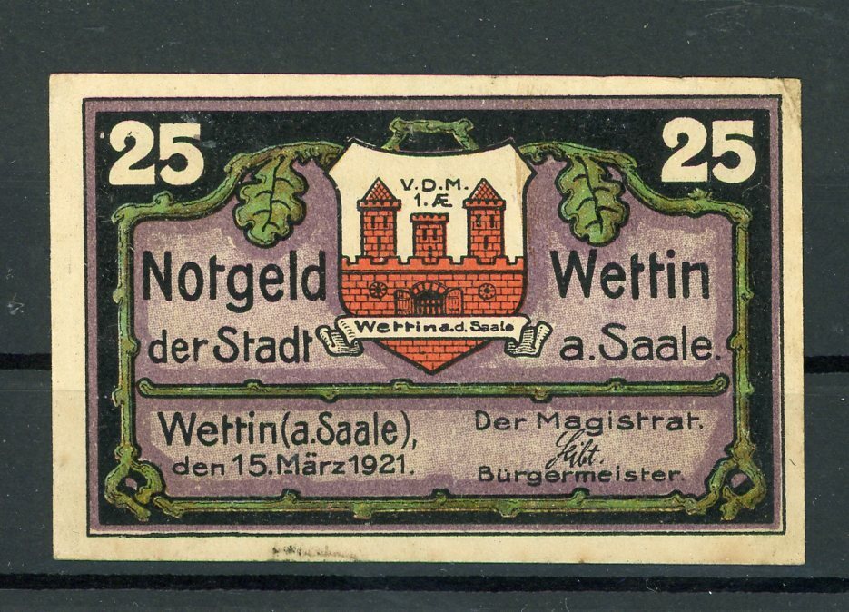 Wettin 25 Pfennig Notgeld Emergency Money 2/18767
