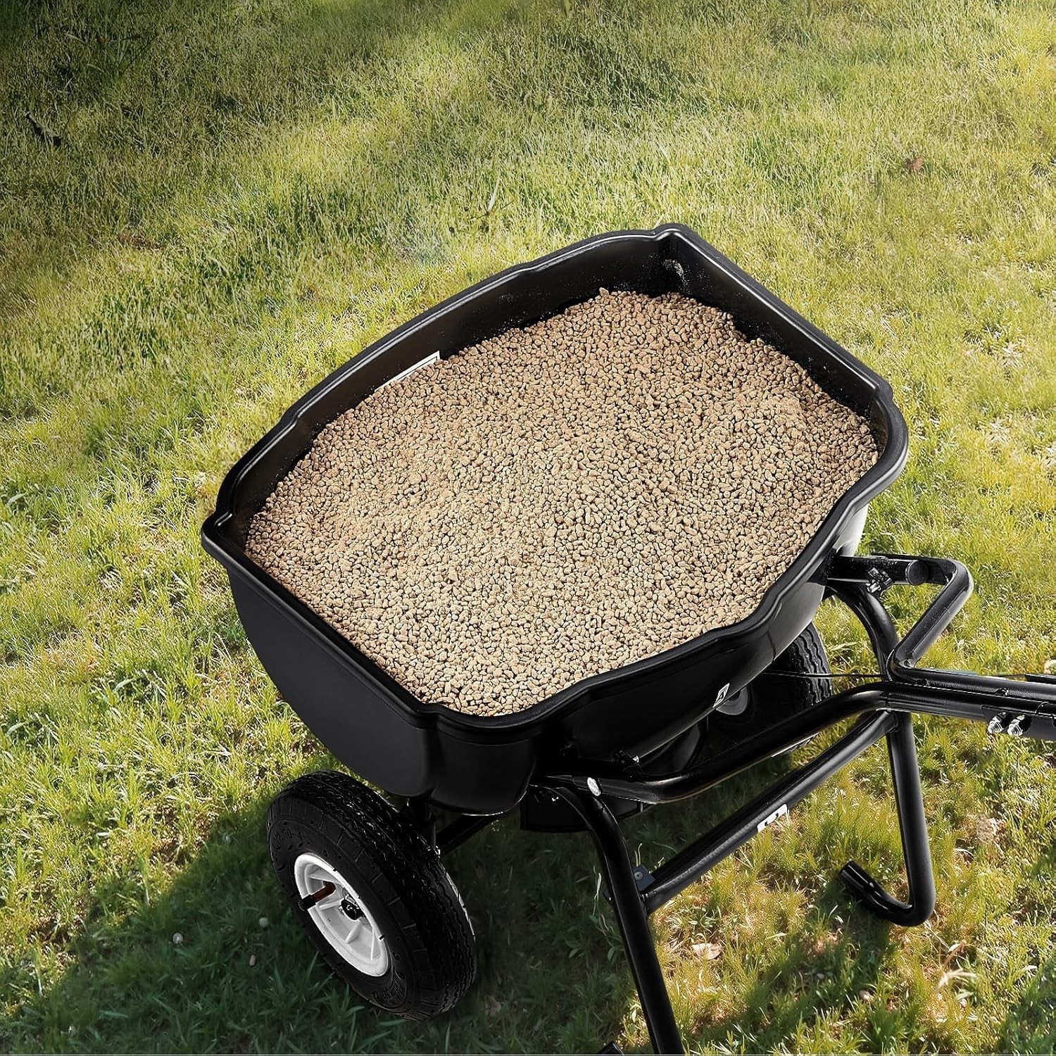 All-Terrain Walk Behind Fertilizer Spreader, 60lb Capacity, Compact Design