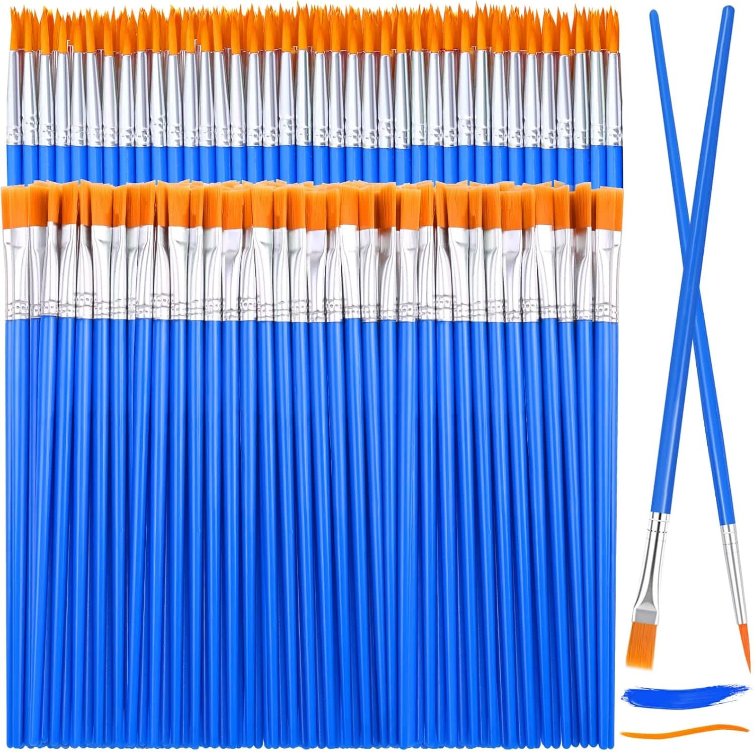 126 Pcs Small Paint Brushes Bulk Flat And Round Pointed Paint Brushes Set