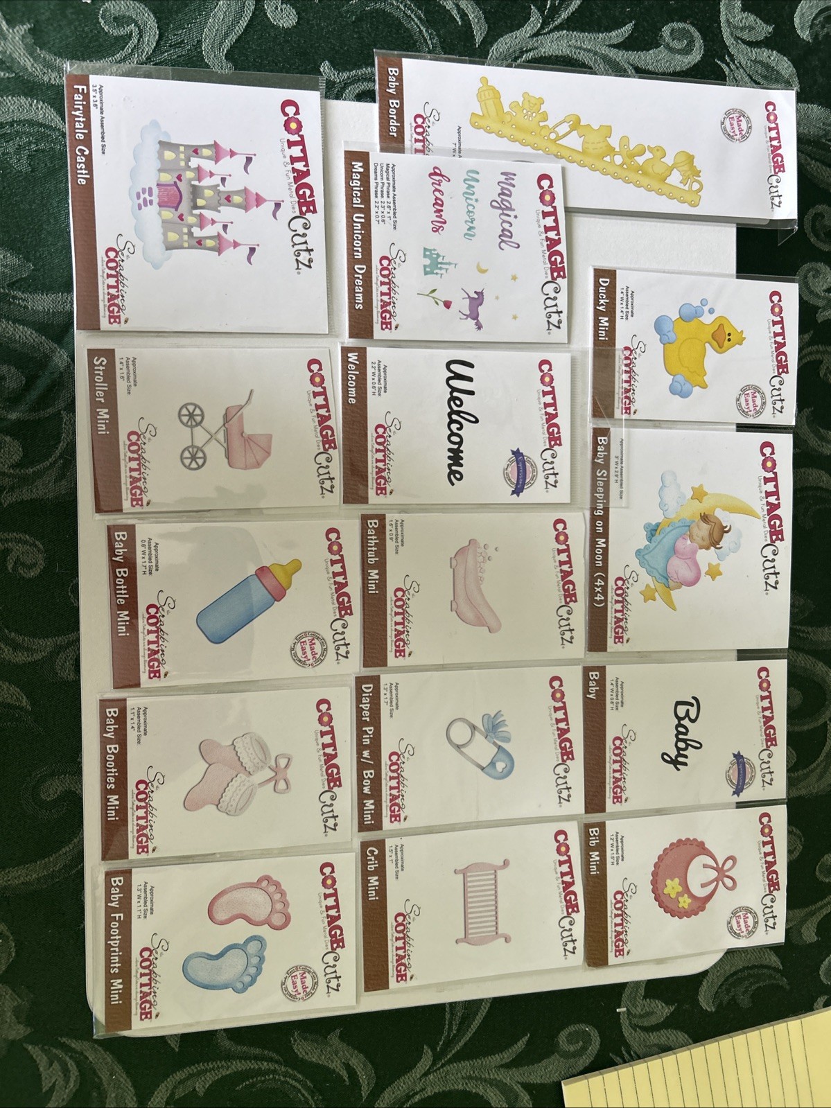 15 Cottage Cutz BABY Themed Metal Dies Booties Castle Welcome Tub & More