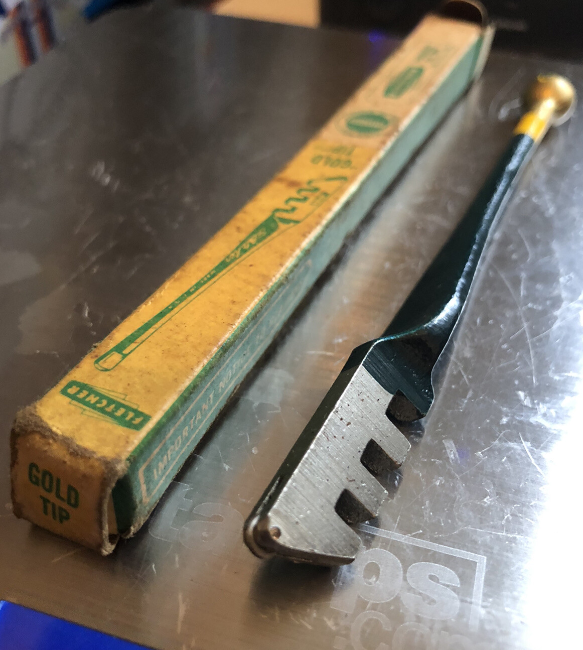 Vintage Fletcher Glass Cutter Gold Tip With Micro Finish Wheel In Original Box