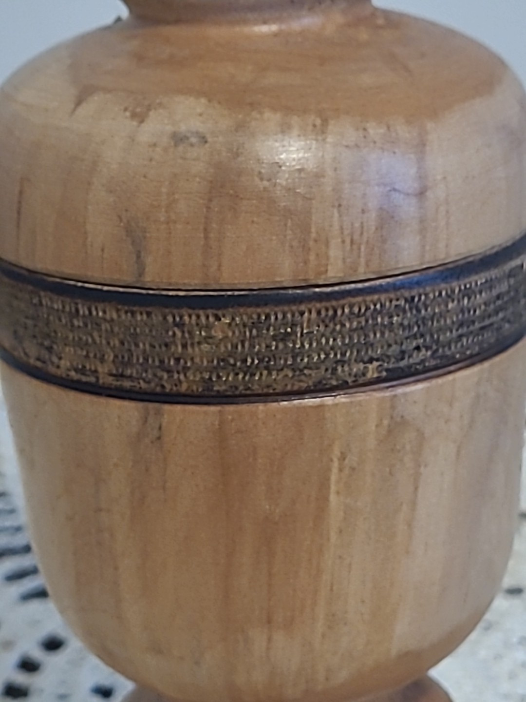 Trinket Box Hand Turned signed Spiral Top Two Pieces