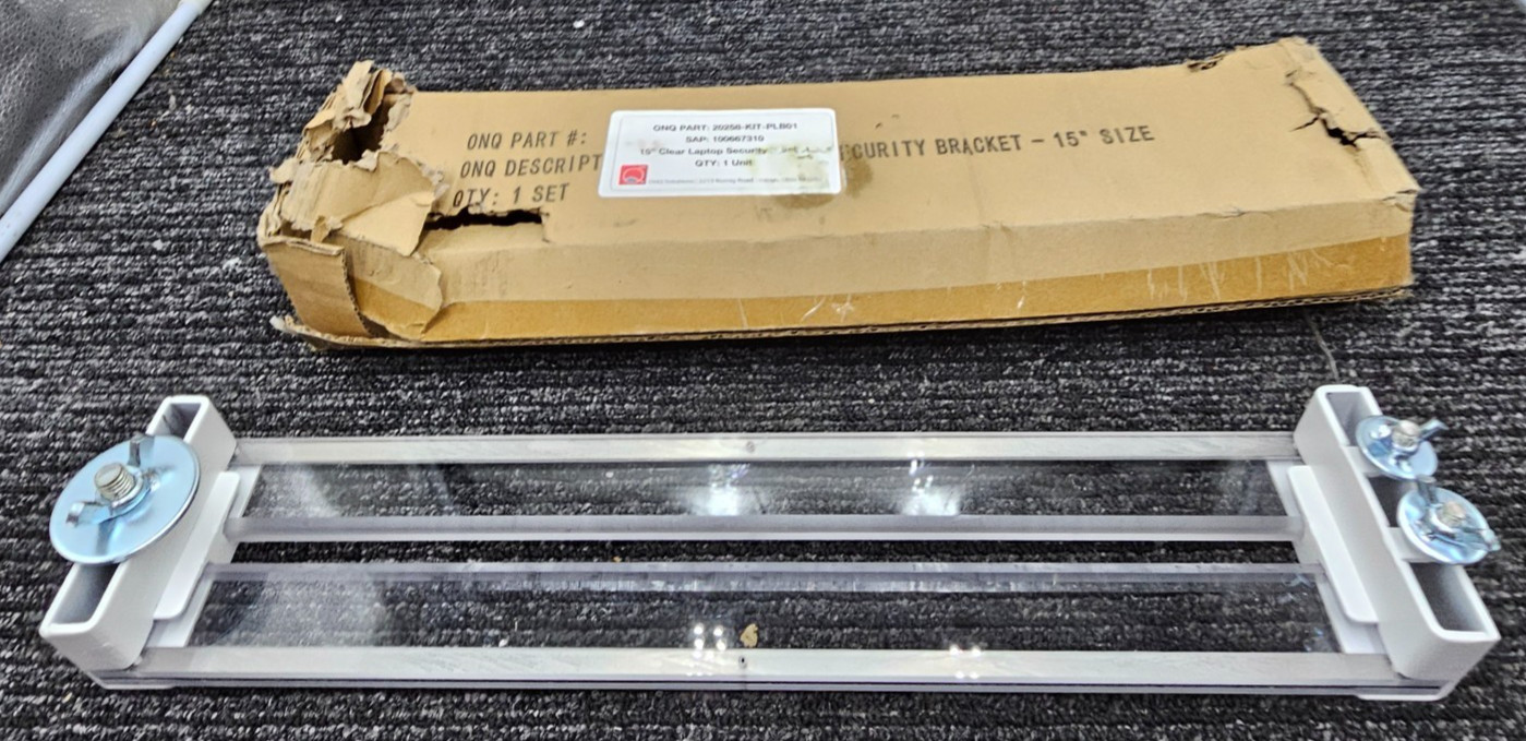 ONQ 20258-KIT-PLB01 15" Clear Laptop Security Bracket Silver
