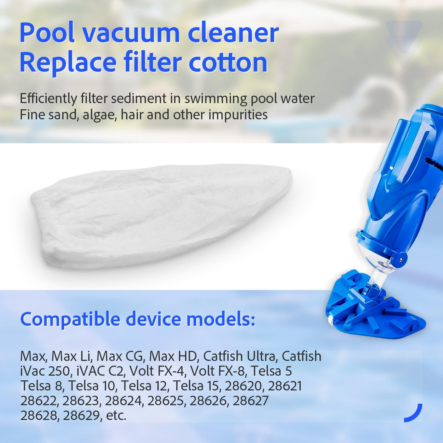 Replacement Vacuum Filter Cotton for Pool Blaster (3 Pack)