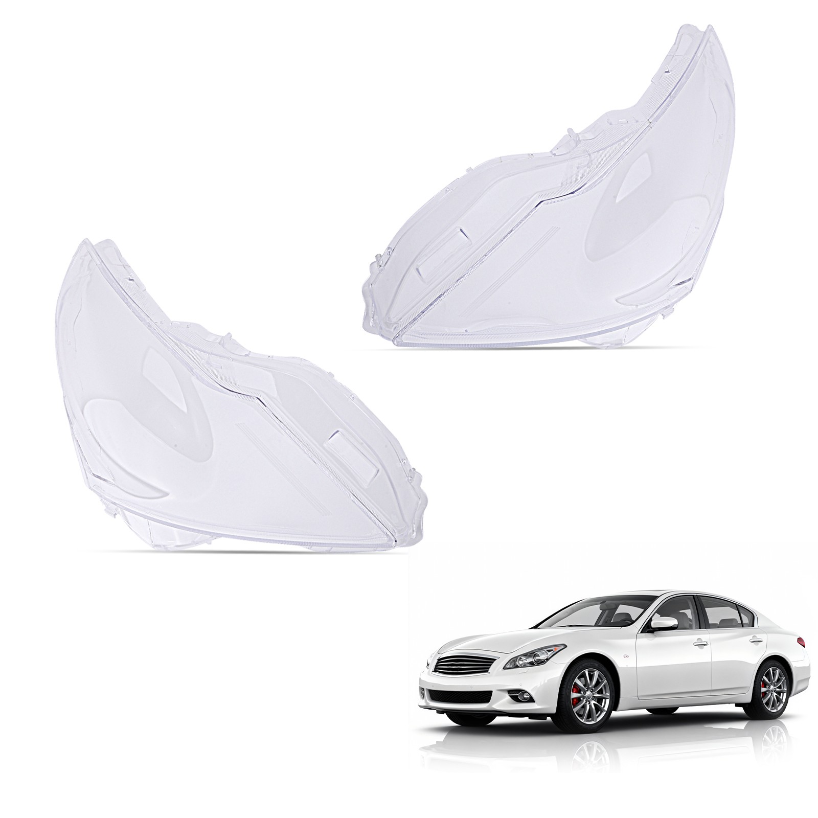 Pair Headlight Lens Headlamp Cover Shell  For Infiniti G37 G35 G25 2010-2013