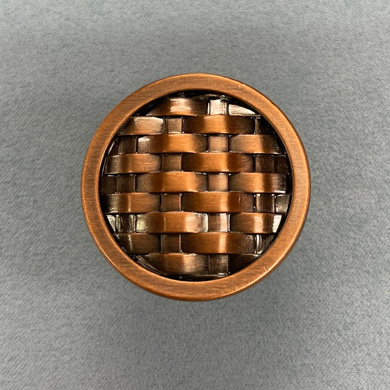 (5 Pack) 1-1/4 inch Basket Weave Knob Antique Copper