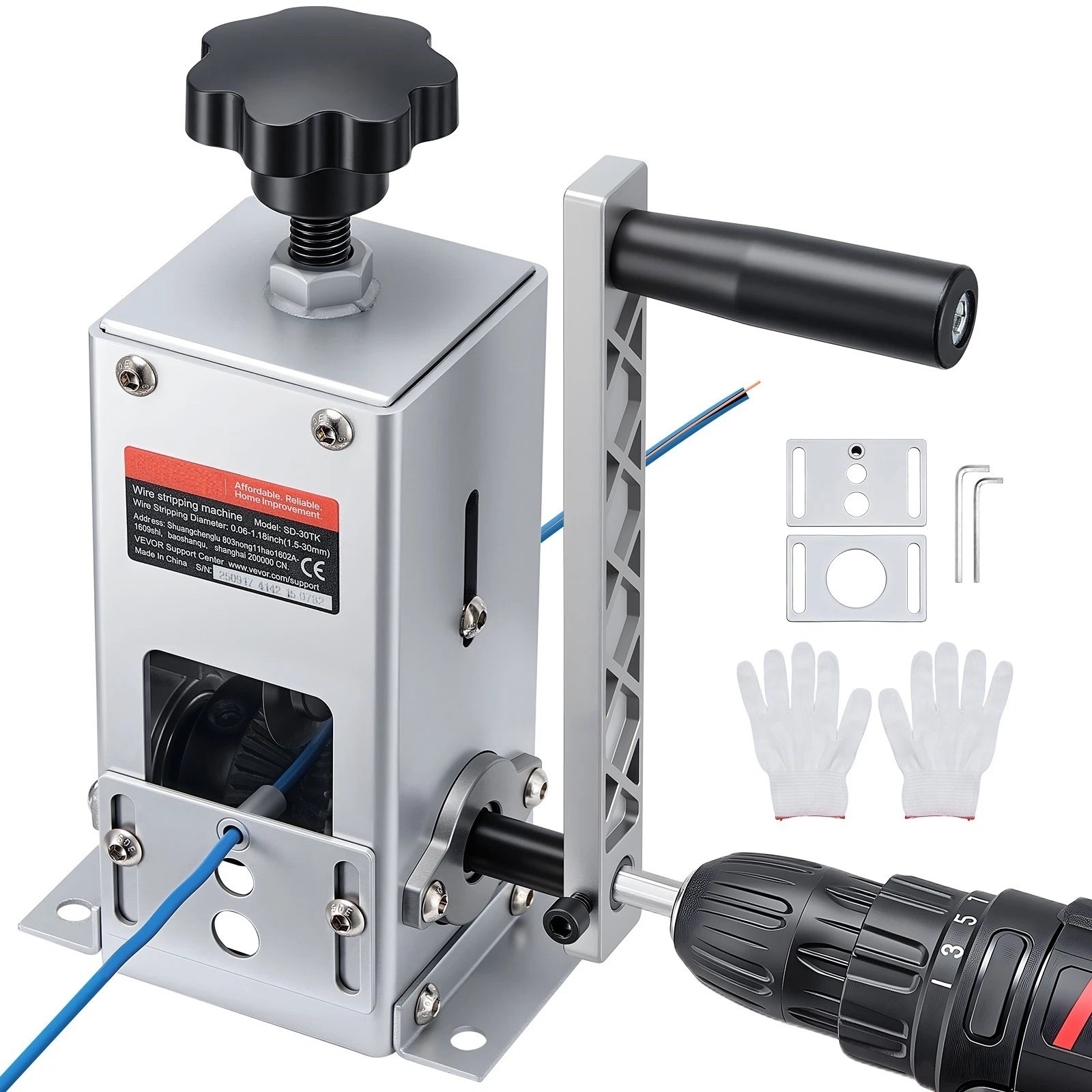 Manual Wire Stripper Machine Stripping 0.06-1.18 in Hand or Drill Powered