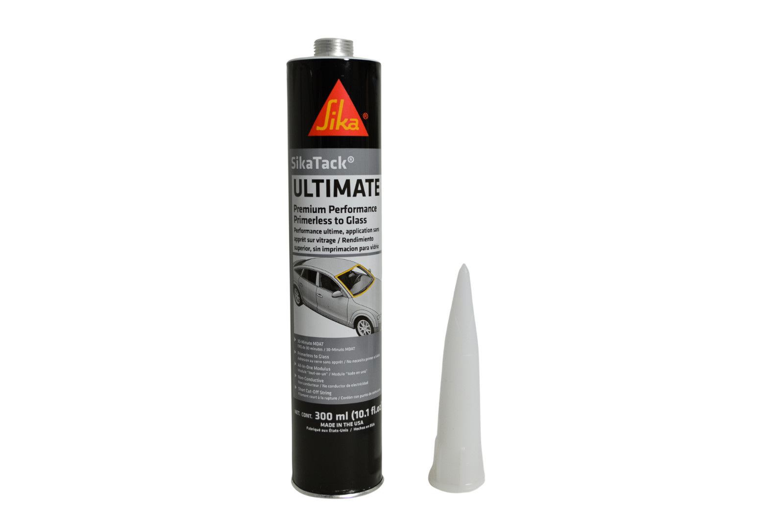 SikaTack Ultimate 30 Minute Primerless Auto Glass Urethane, Adhesive 1x (300ml)