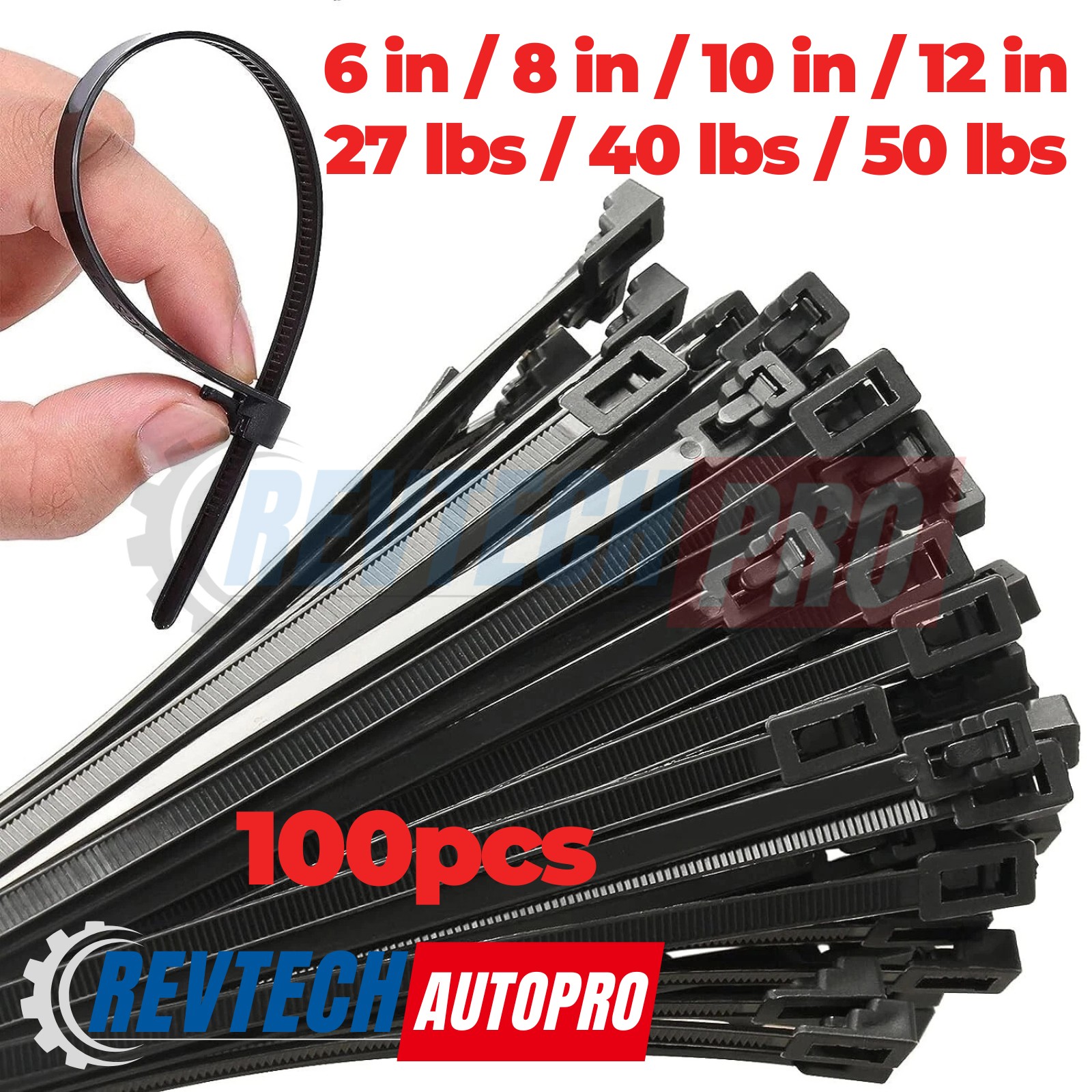 100Pcs Releasable Reusable Zip Ties Nylon Cable Heavy Duty Wire Self Locking