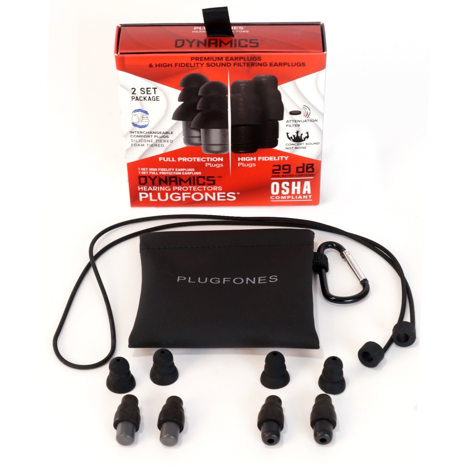 Plugfones Dynamics High Fidelity Earplugs and Full Protection Ear plug 2 PairSET