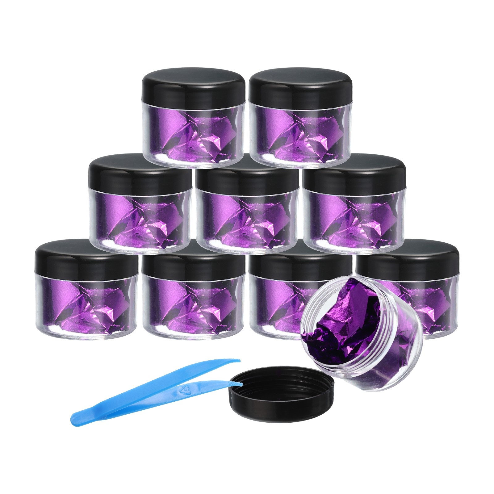 10Pcs Gold Foil Flakes with Tweezers, Dark Purple