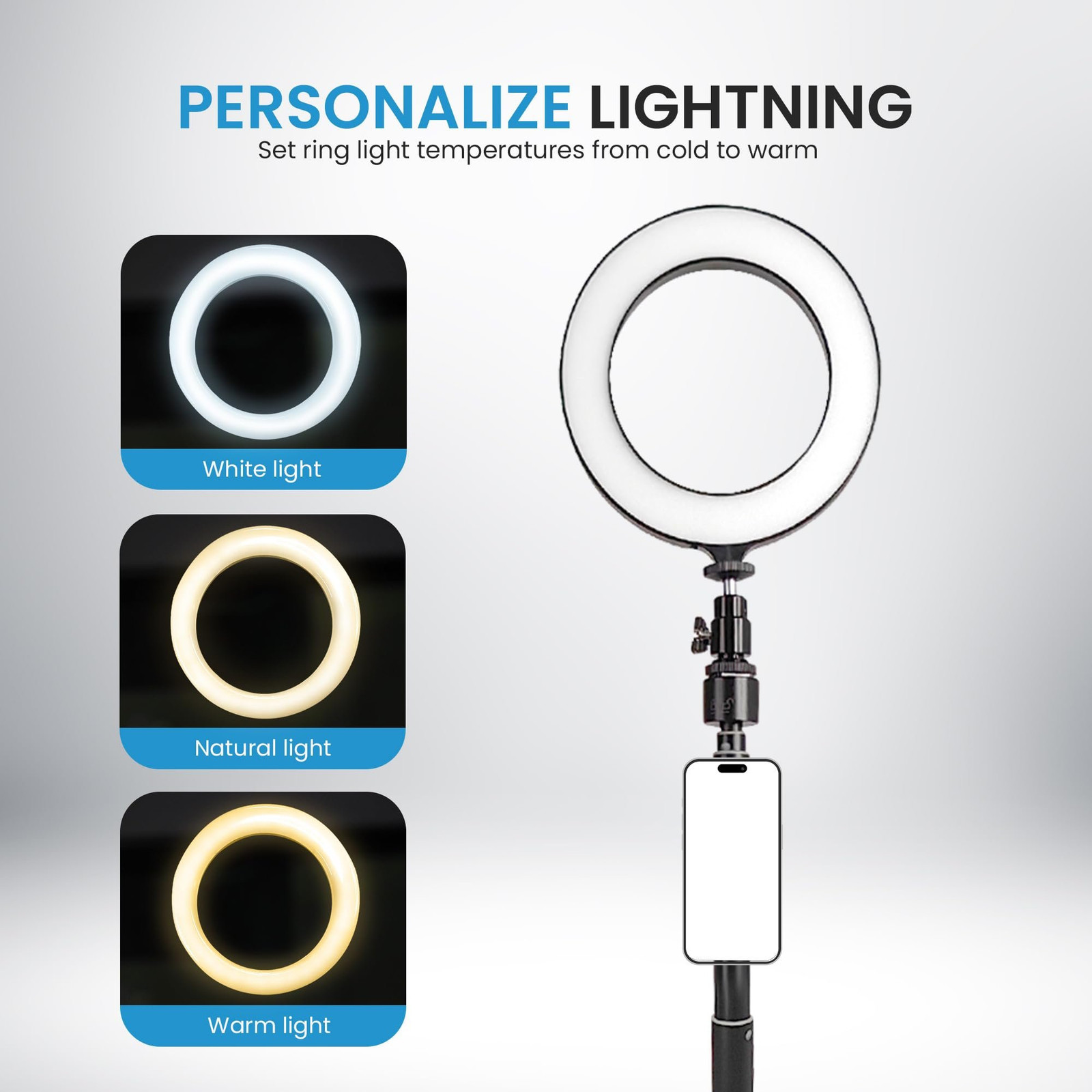 iDance LED Ring Light with Cell Phone Holder, 6", USB Powered with Bluetooth...