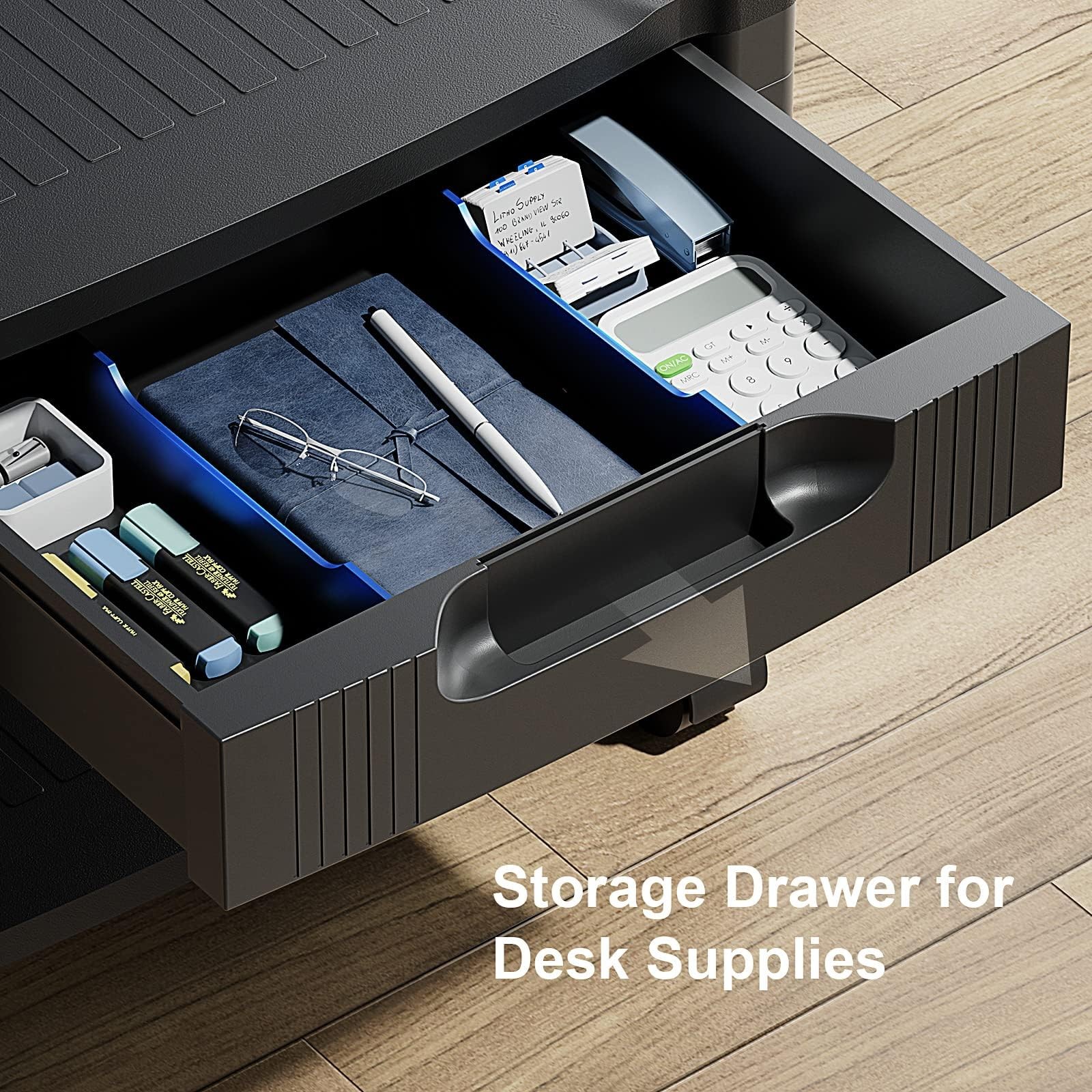Printer Stand with Cable Management and Storage Drawer, Printer Table with Lo...