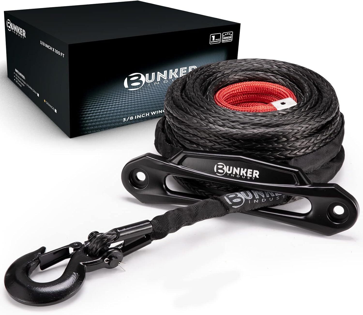 Synthetic Winch Rope Kit,3/8" x 100' 23809LBS Winch Line Cable Replacement