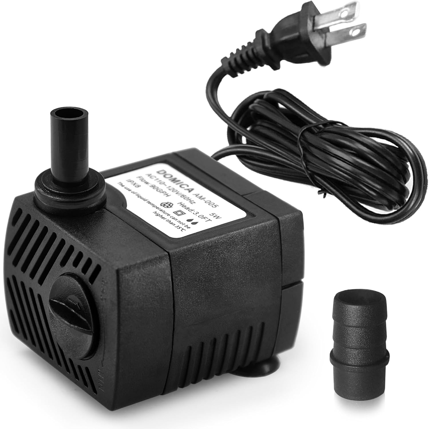 90 GPH Mini Submersible Pump, Small Fountain Pump (5W 350L/H) for Water Feature,