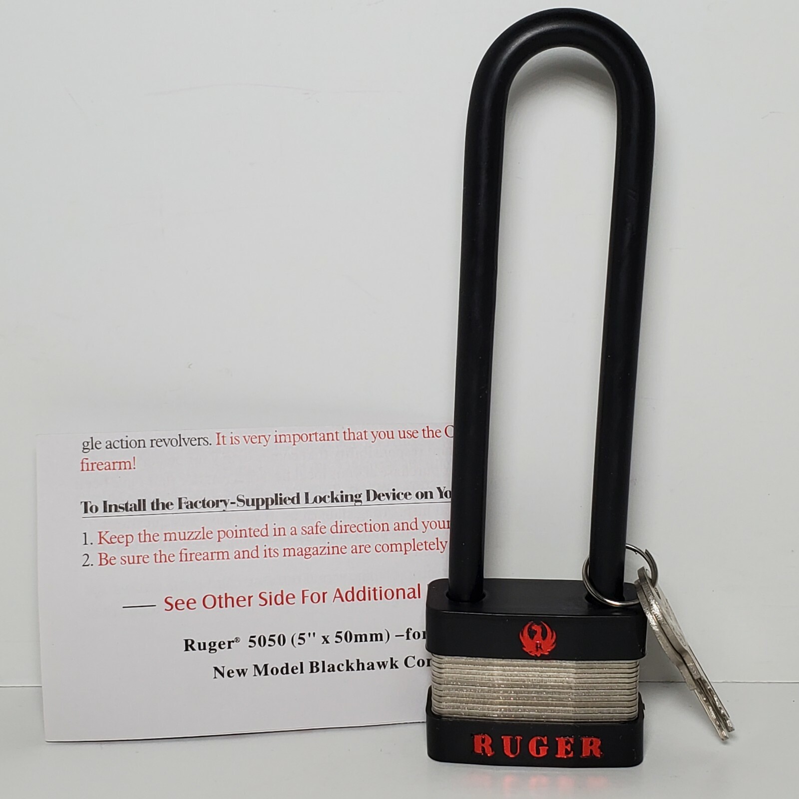 RUGER 5050 Gun Lock New W/2 Keys 5" x 50mm Ruger Handgun Pistol Padlock