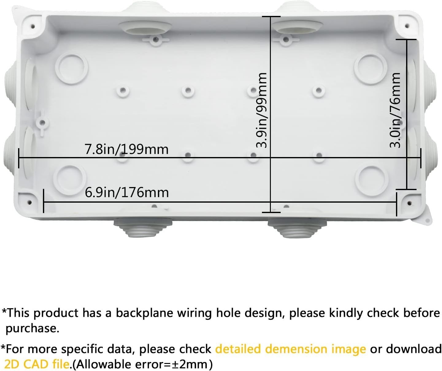 Sturdy ABS Plastic Junction Box Waterproof Dustproof for Electrical Projects