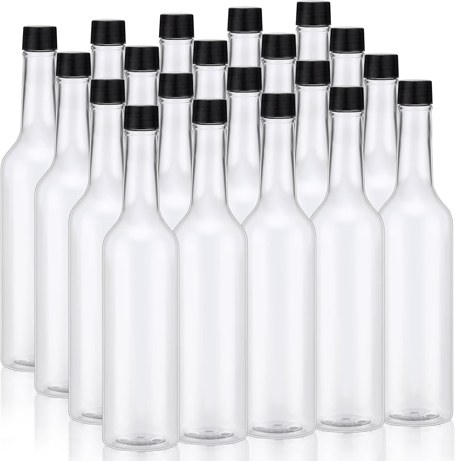 20 Pcs 15 oz Plastic Long Neck Coquito Bottle Empty Clear Liquor Wine Bottles...