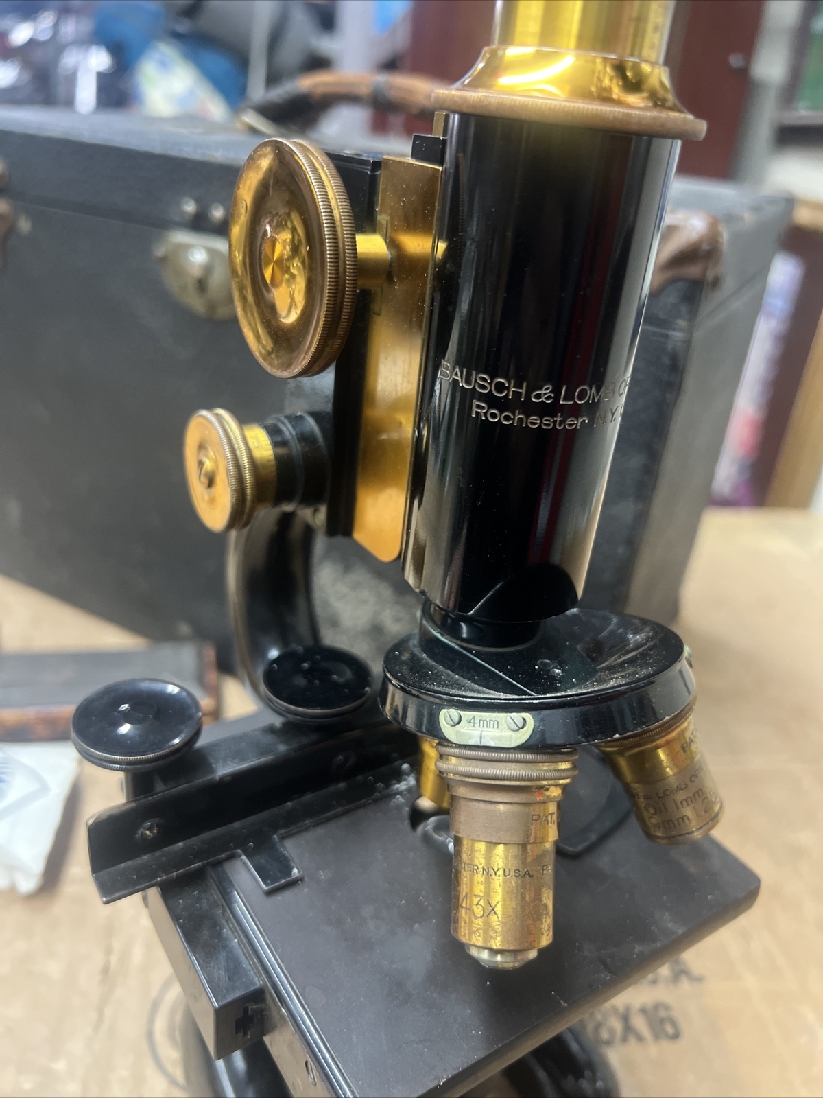 Vintage Rare 1915 Bausch & Lomb Optical Co. Iron and Brass Microscope