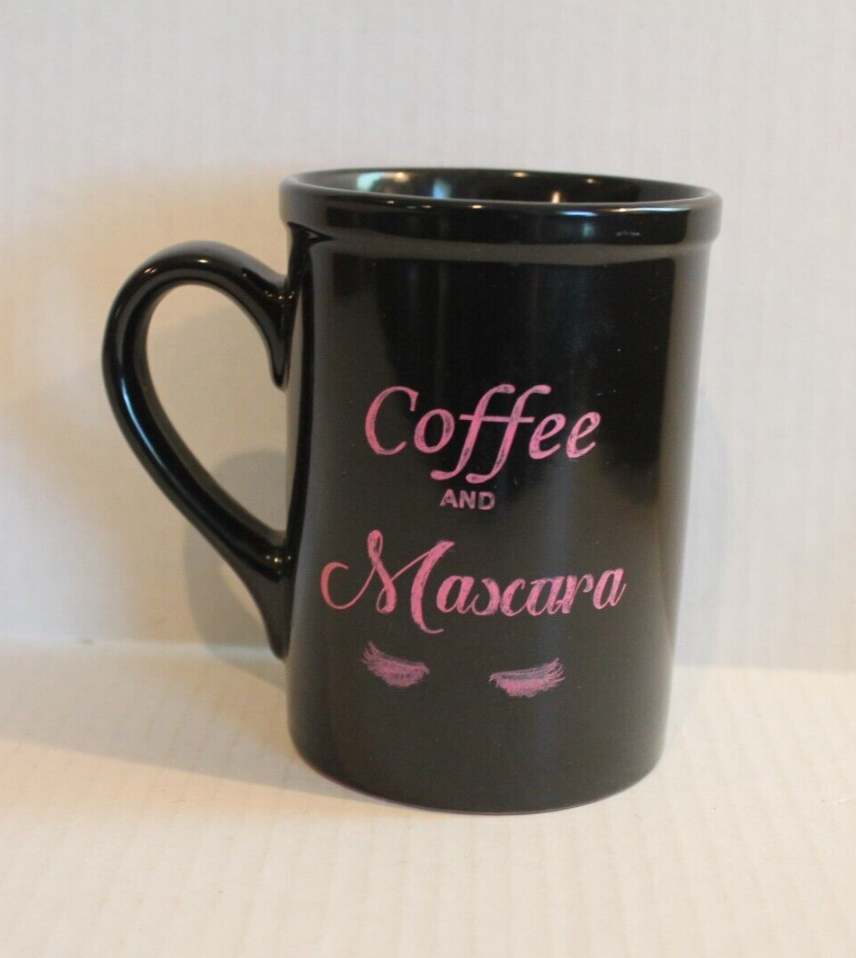 Black "Coffee and Mascara" Coffee Mug Cup for Women NEW