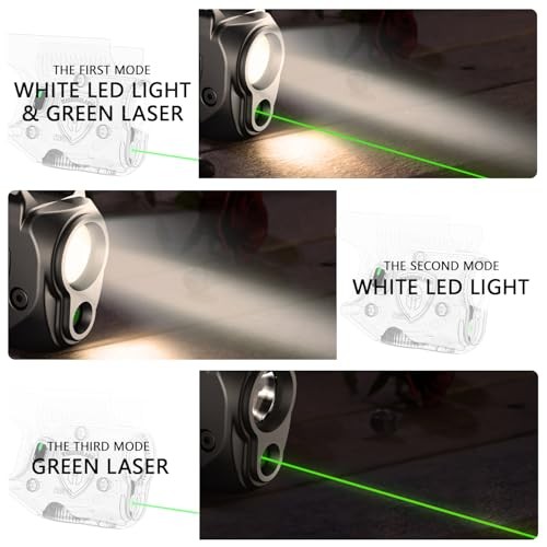150 Lumens Tactical Flashlight Laser Light Combo Fits Glock 43X MOS, Strobe Func