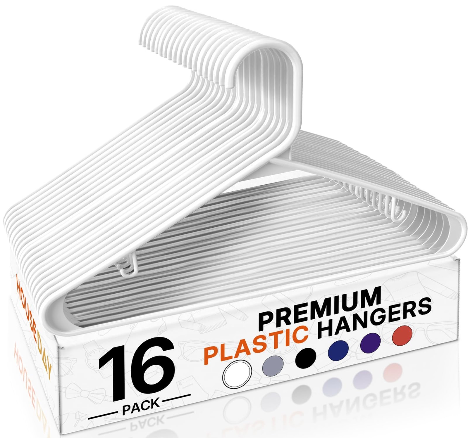 White Plastic Hangers 16 Pack, Space Saving Coat Hanger, Clothes Hanger with ...