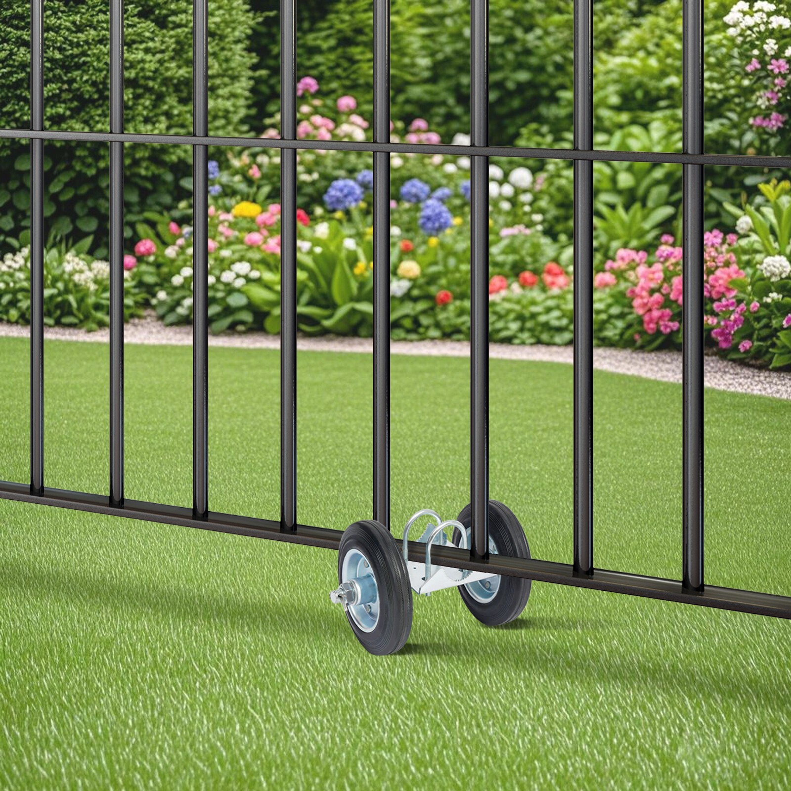 Galvanized Double Wheel Sliding Gate Hardware Kit 600 lb Capacity Silver