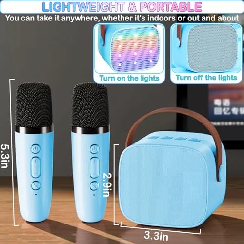 Kids Karaoke Machine, Portable Bluetooth Speaker with 2 Wireless Mics,...