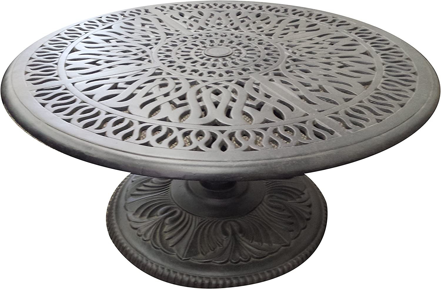 Patio 36 in pedestal coffee outdoor cast aluminum table Antique Bronze.