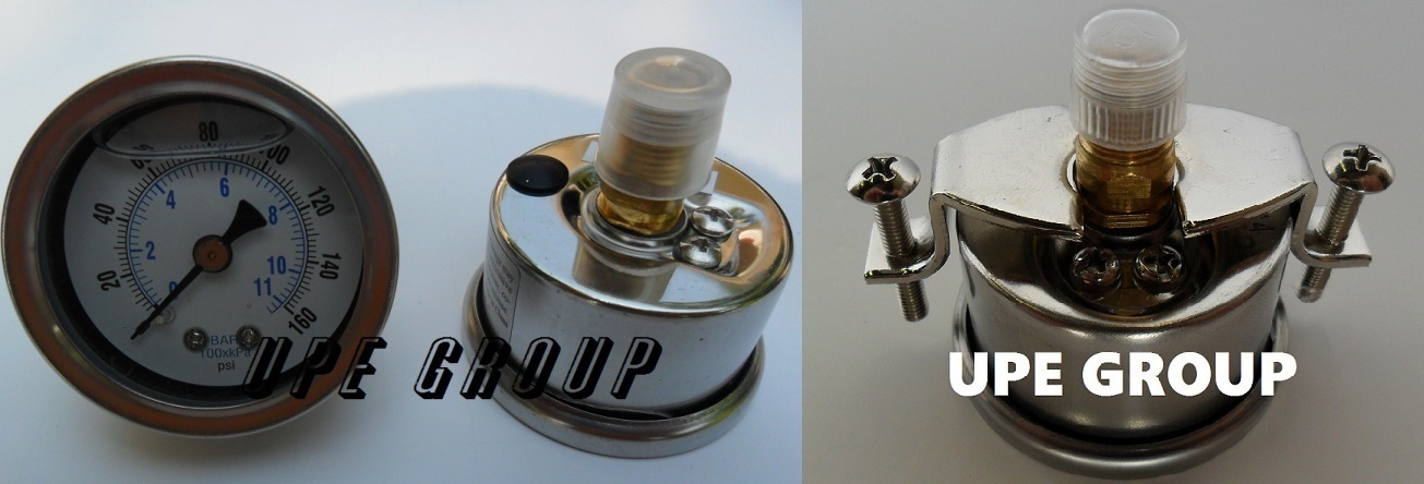 Liquid Filled Pressure Gauge Panel Mount U Clamp  1.5 "face 0-160 back mnt 1/8"