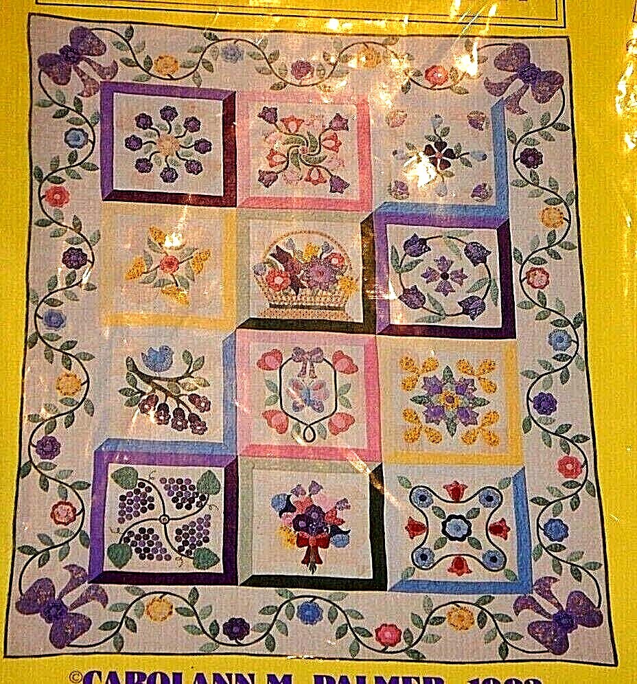 VTG 1992 Garden Window 80x100" Carolann Palmer Patchwork Quilt Pack 16" Blocks