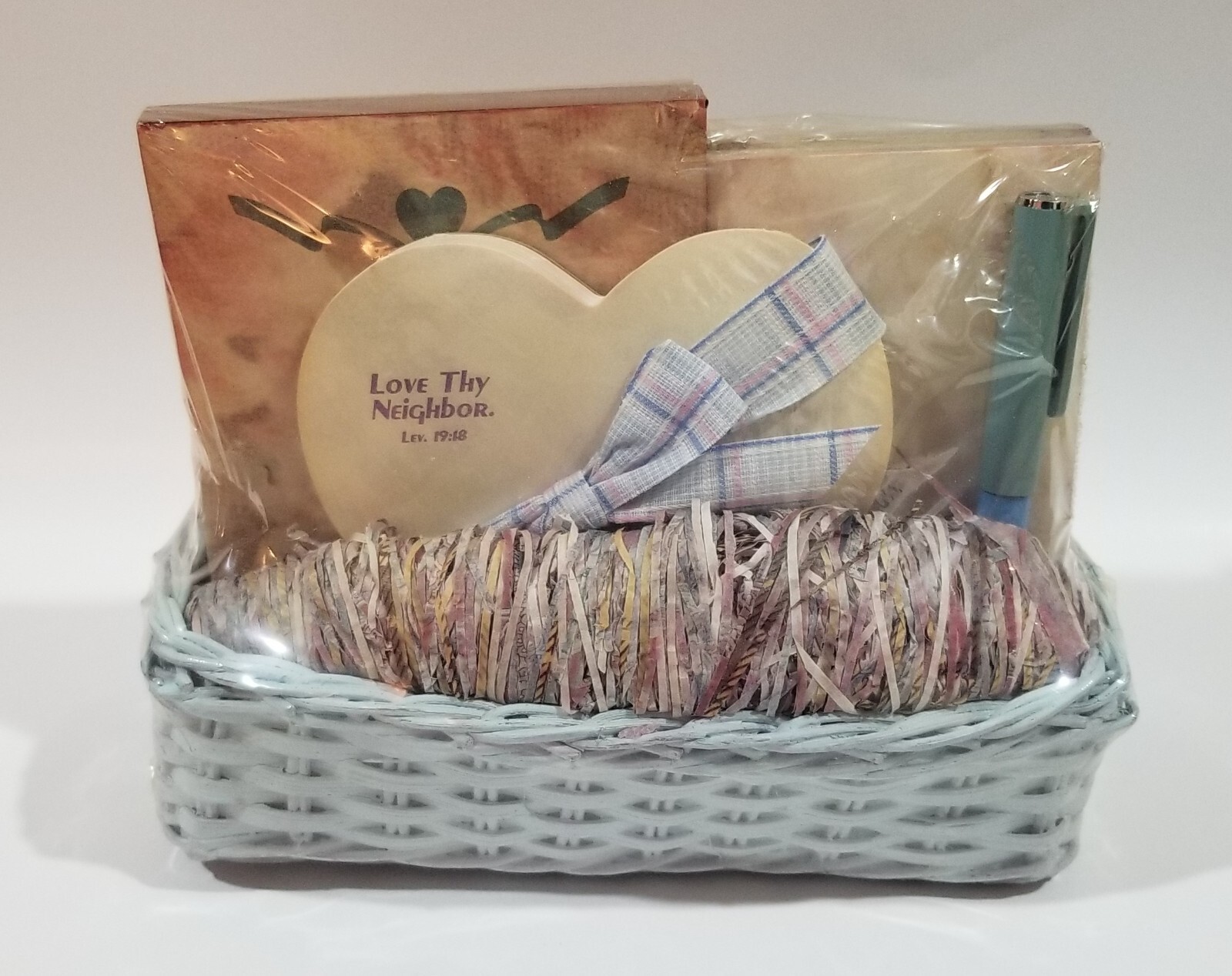 Note Pad and Pen Religious Gift Basket Set by Pretty Paper Love Thy Neighbor