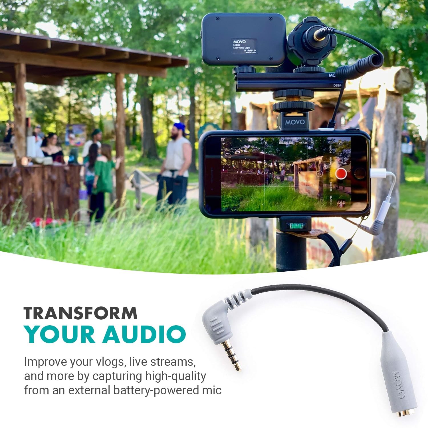 Universal TRRS Adapter for Microphones Compatible with iPhone and Android Dev...