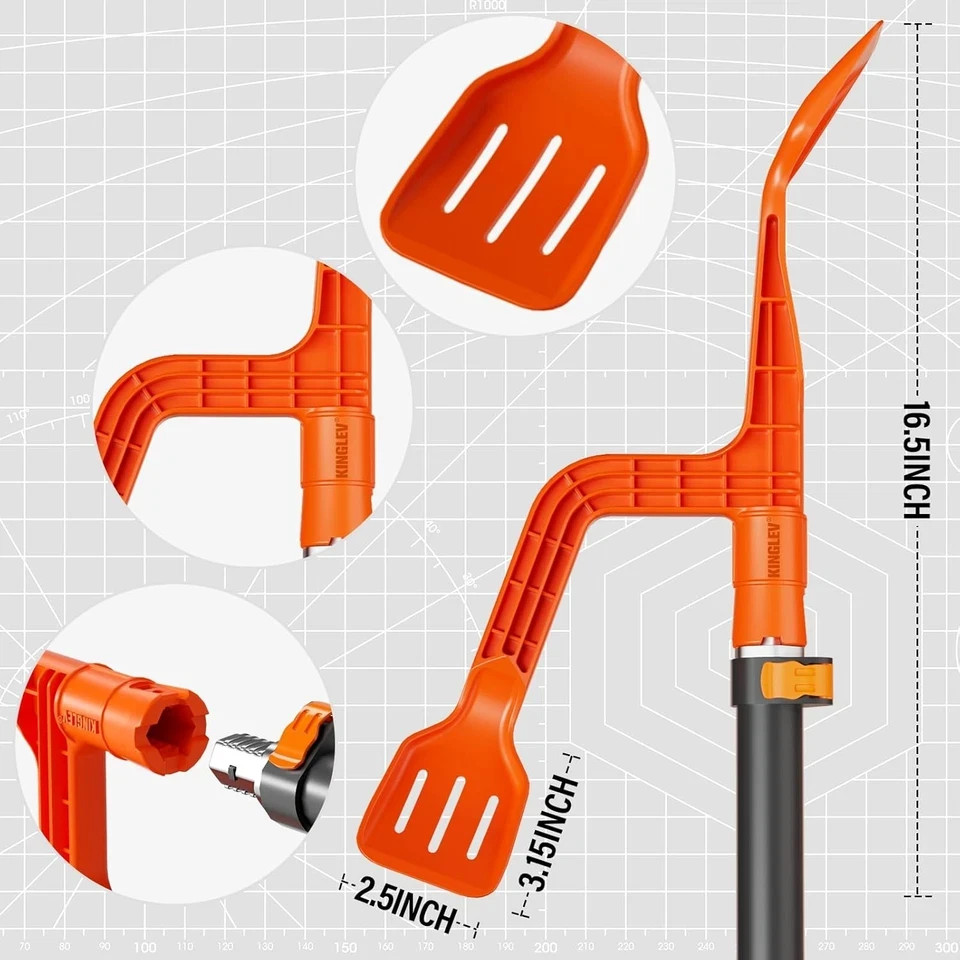 Gutter Cleaning Tool with Threaded, Cleaner, Mini Rake, Clean Orange