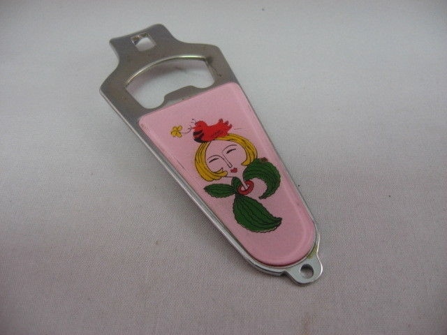 Vintage Pink Lady Bird Hat Bottle Opener 777 Trademark Mid Century Kitsch