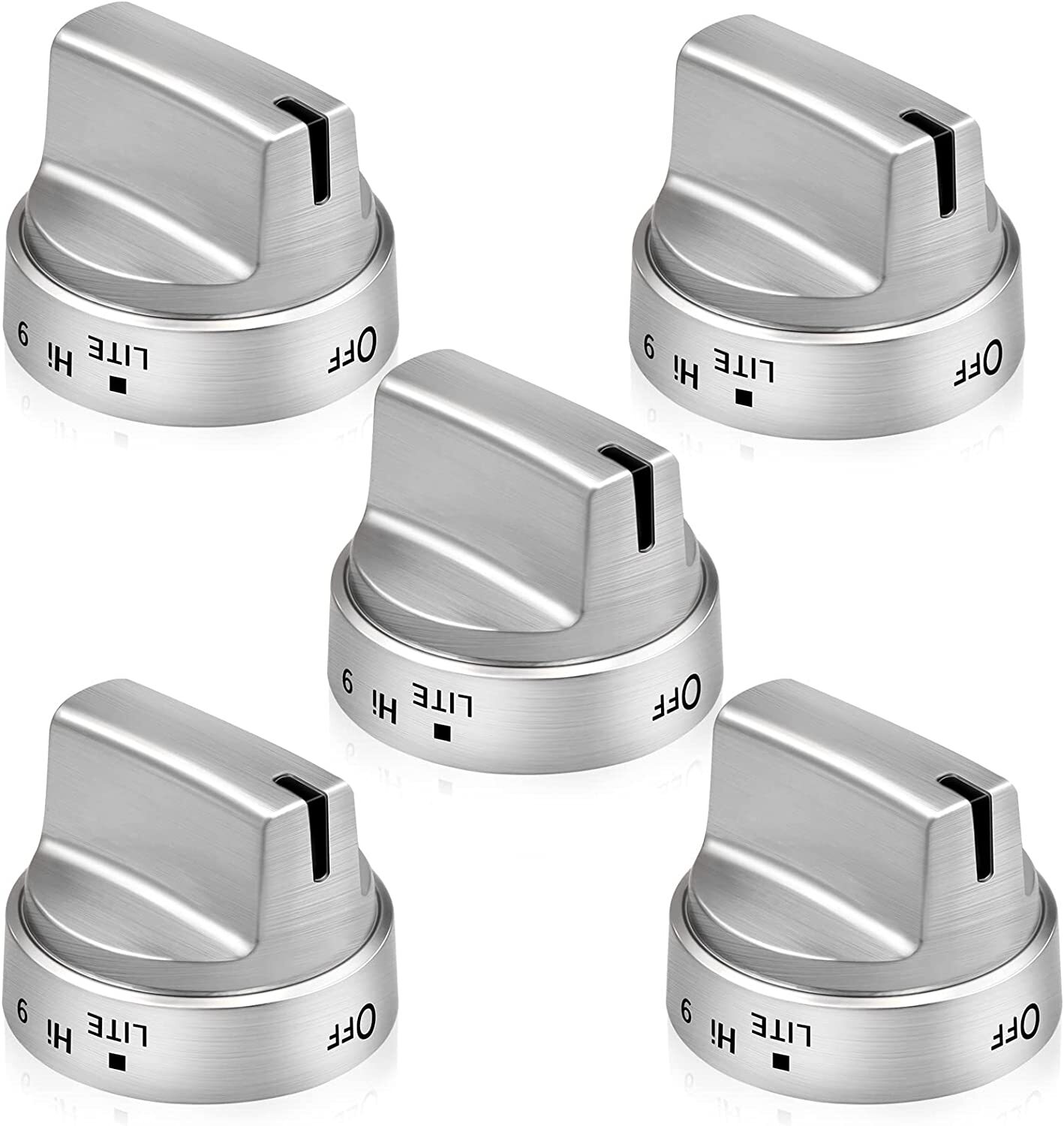 5 Stainless Steel Look Control Knob Replacement for GE Gas Range Stove WB03X2481
