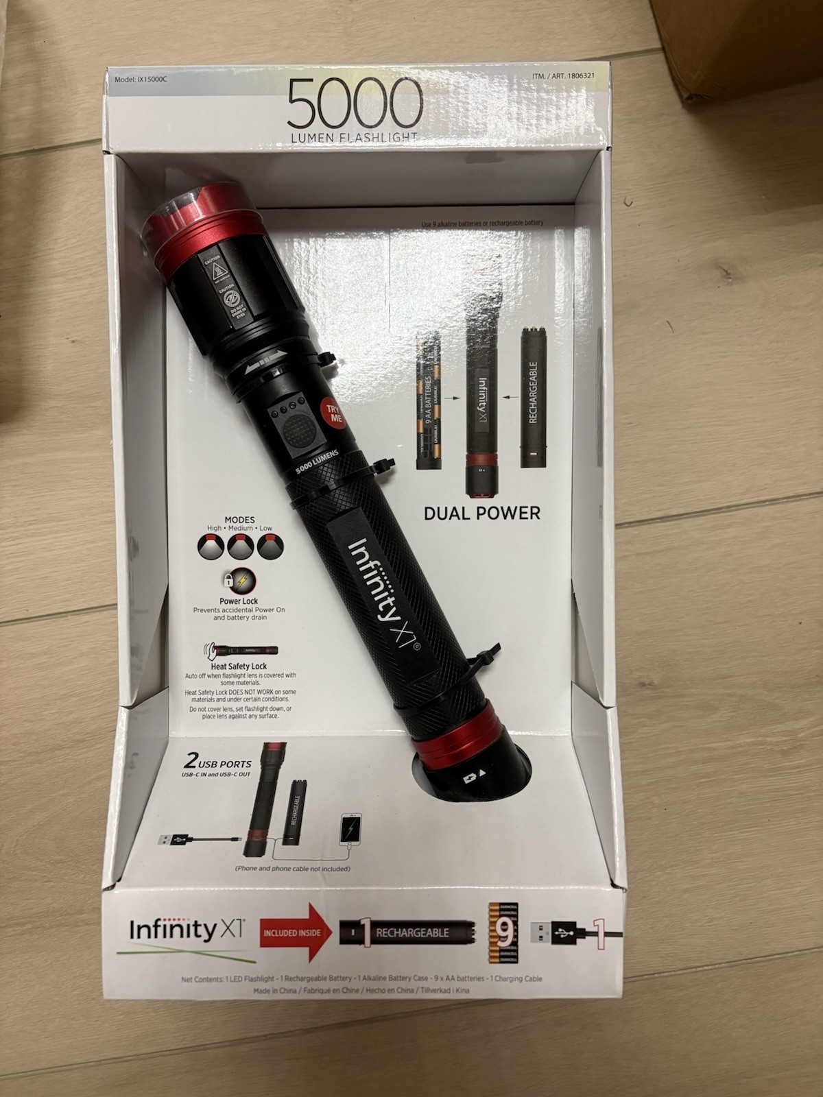 Infinity X1 5000 Lumens Dual Power LED Flashlight New Sealed!!