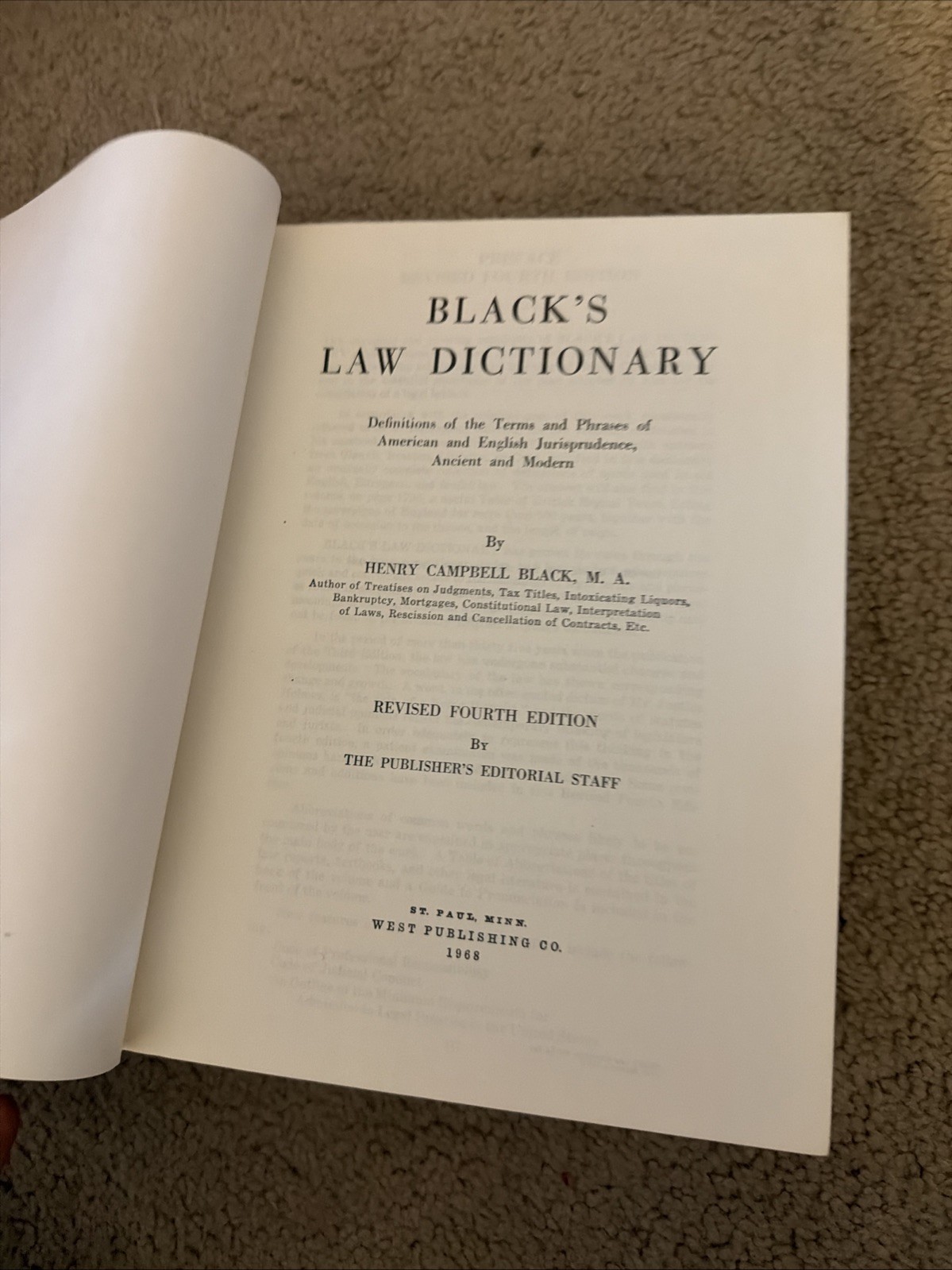 Black's Law Dictionary Revised Fourth Edition HC 1968