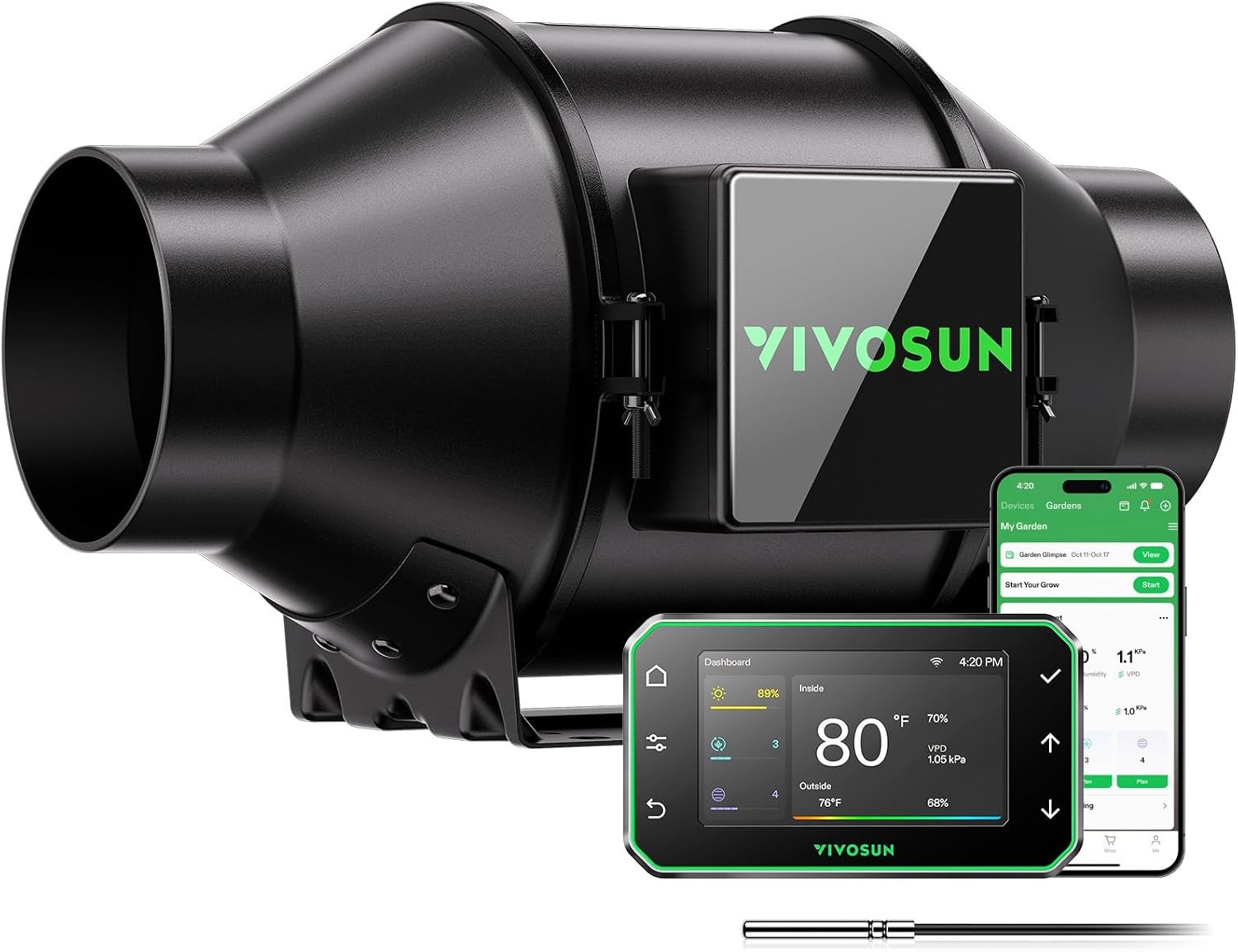 4-Inch Inline Duct Fan & Climate Control System
