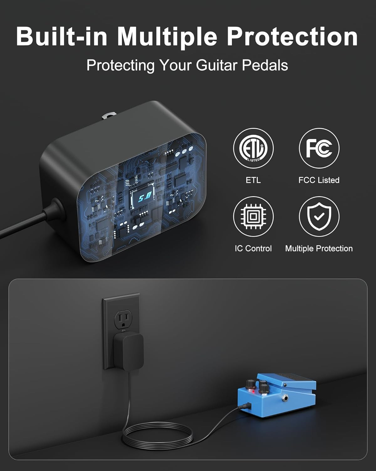 Replacement for Boss 9V PSA Adapter Guitar Pedal Power Supply Compatible with Bo