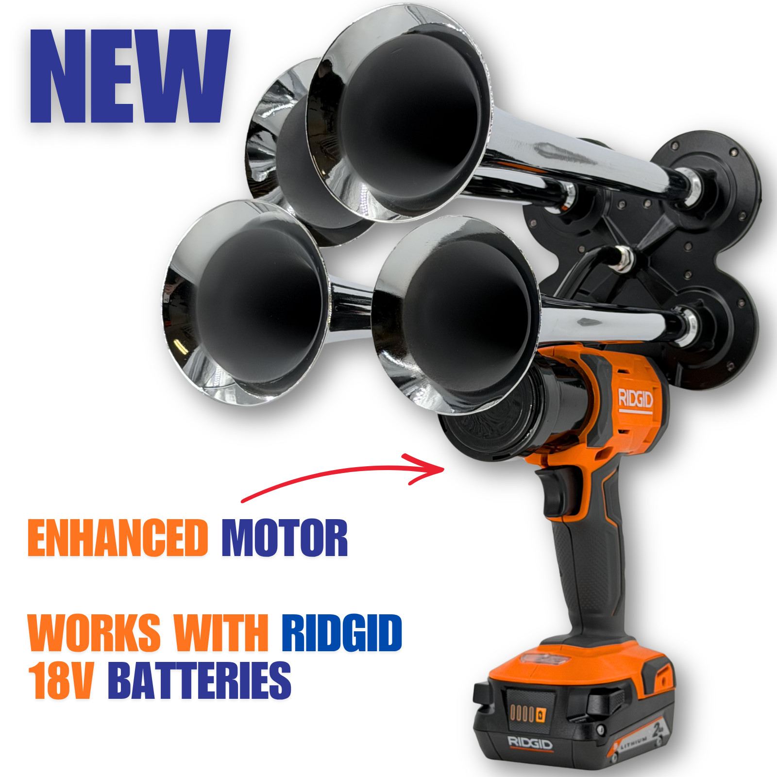 RIDGID PREMIUM Power Air Horn, Train Horn Compressor, Long Range (2000ft) Remote