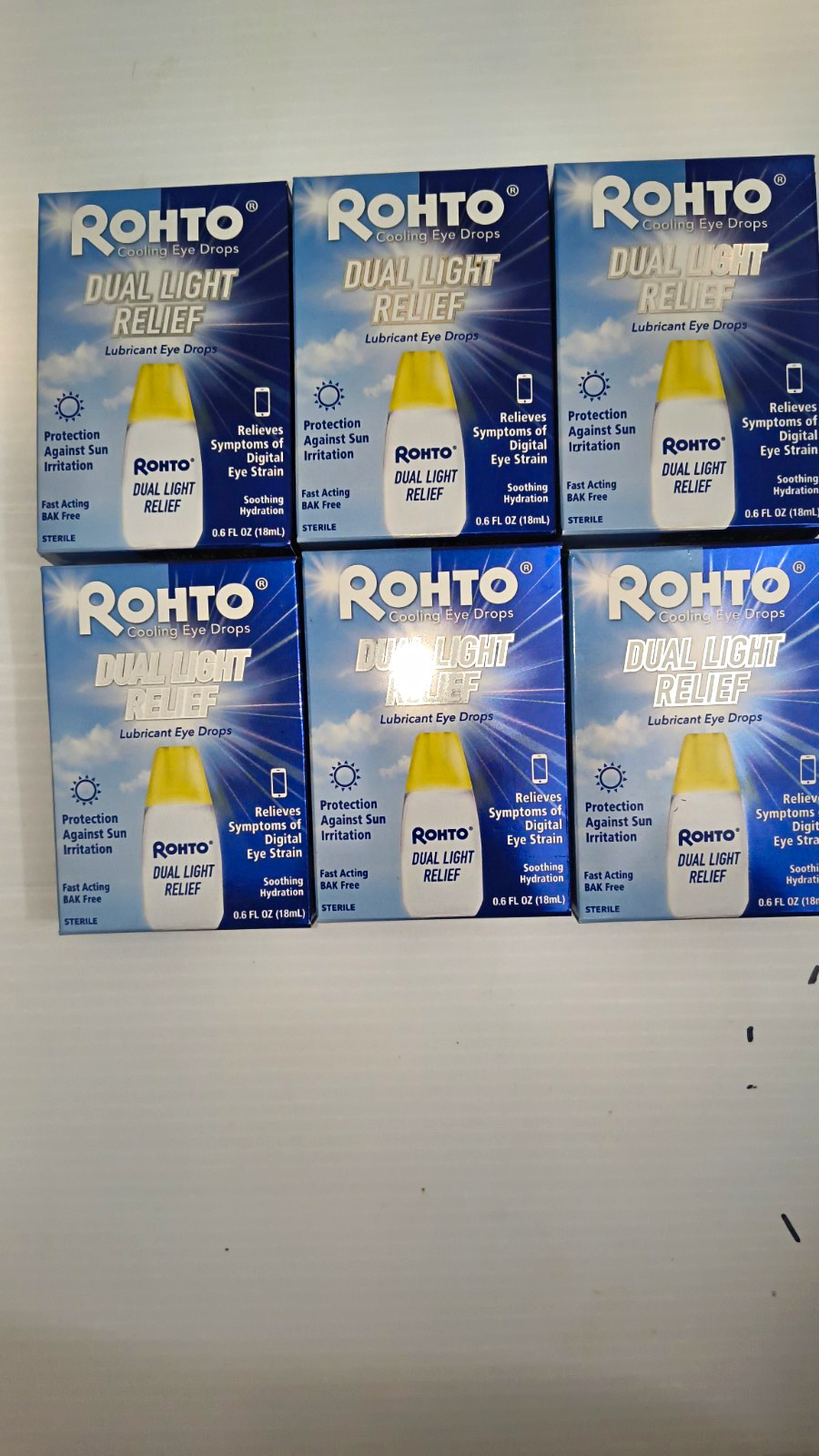 6× Boxes Rohto Dual Light Relief Lubricant Eye Drops Dryness-Relief Sterile 0.6