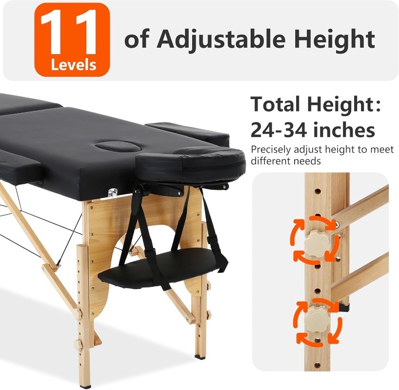 PayLessHere Massage Bed Portable Table24 inch Wide 2 Folding Height Adjustable